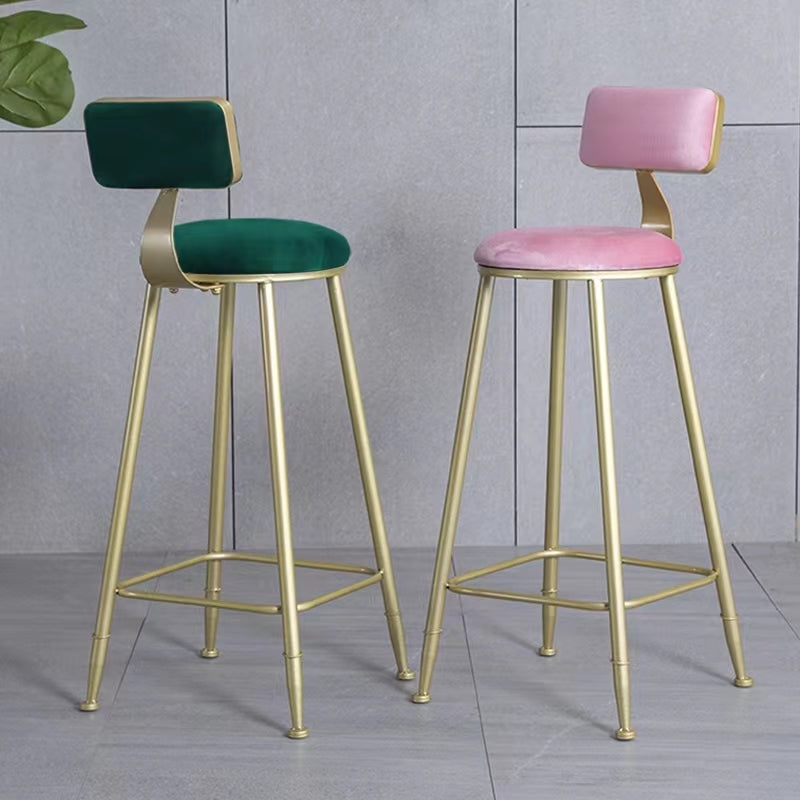 Glam Armless Counter Stool Iron Cafe Bar Stool with Cushion and Pedal