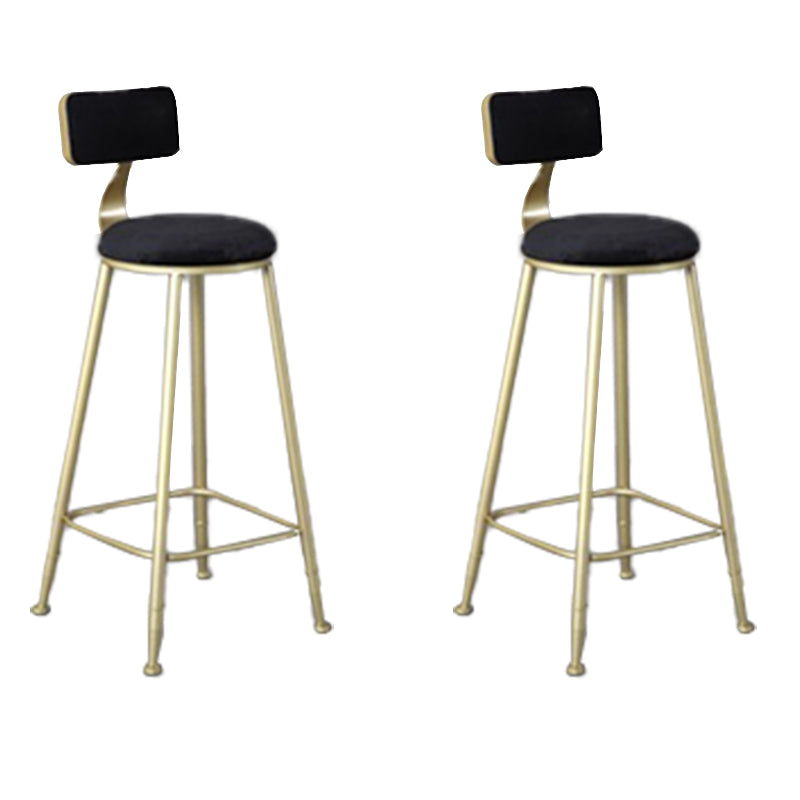 Glam Armless Counter Stool Iron Cafe Bar Stool with Cushion and Pedal