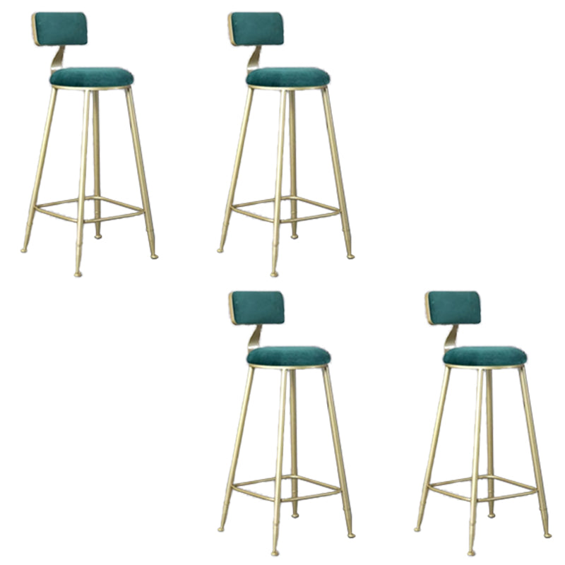 Glam Armless Counter Stool Iron Cafe Bar Stool with Cushion and Pedal