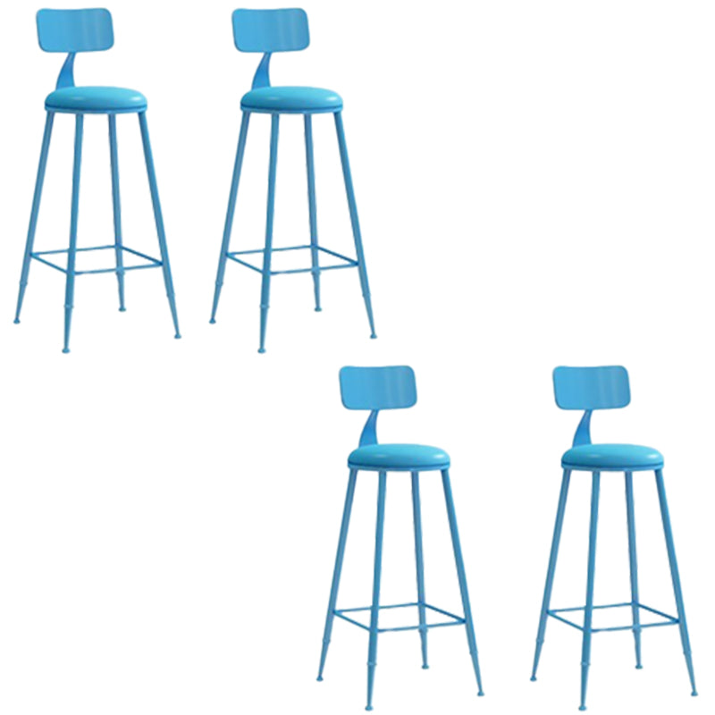Glam Armless Counter Stool Iron Cafe Bar Stool with Cushion and Pedal