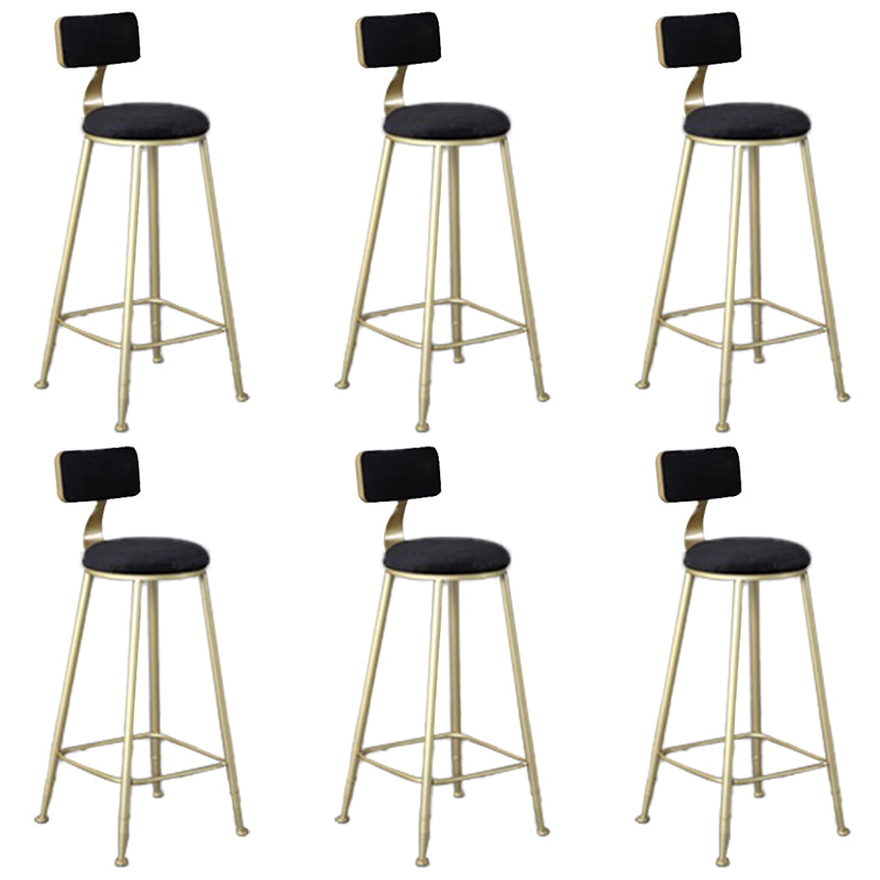 Glam Armless Counter Stool Iron Cafe Bar Stool with Cushion and Pedal