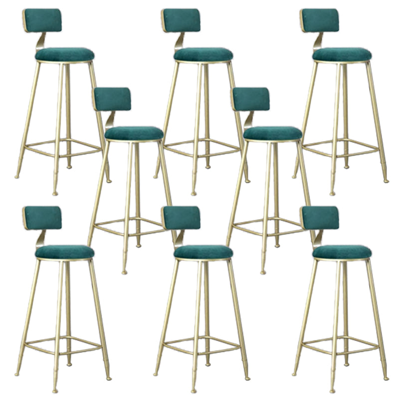 Glam Armless Counter Stool Iron Cafe Bar Stool with Cushion and Pedal