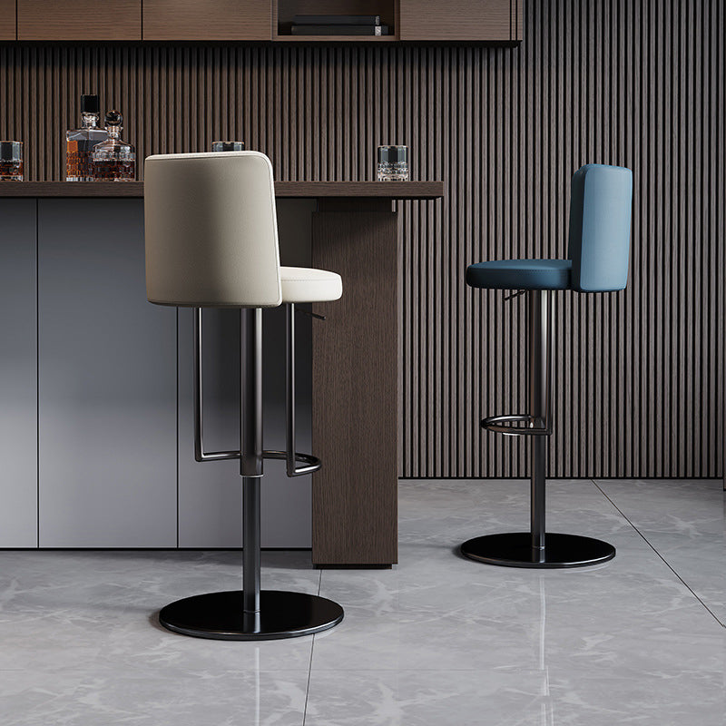 Sgabello da bar per bar in pelle sollevabile in stile industriale con gambe metalliche per casa