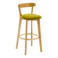 Industrial Backrest Counter Stool Rubber Wood Cafe Bar Stool with Cushion and Pedal Light Green 1 Piece Clearhalo 'Bar Furniture' 'Bar Stools' 'bar_stools' 'furn' 'furn_bar_stools' 'Furniture' 'Kitchen & Dining Furniture' 6853611