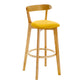 Industrial Backrest Counter Stool Rubber Wood Cafe Bar Stool with Cushion and Pedal Yellow 1 Piece Clearhalo 'Bar Furniture' 'Bar Stools' 'bar_stools' 'furn' 'furn_bar_stools' 'Furniture' 'Kitchen & Dining Furniture' 6853612