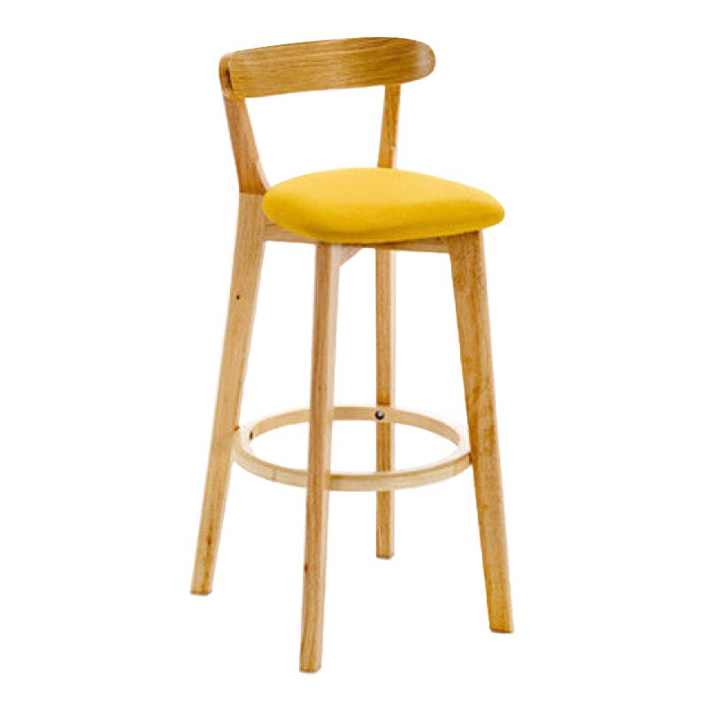 Industrial Backrest Counter Stool Rubber Wood Cafe Bar Stool with Cushion and Pedal Yellow 1 Piece Clearhalo 'Bar Furniture' 'Bar Stools' 'bar_stools' 'furn' 'furn_bar_stools' 'Furniture' 'Kitchen & Dining Furniture' 6853612