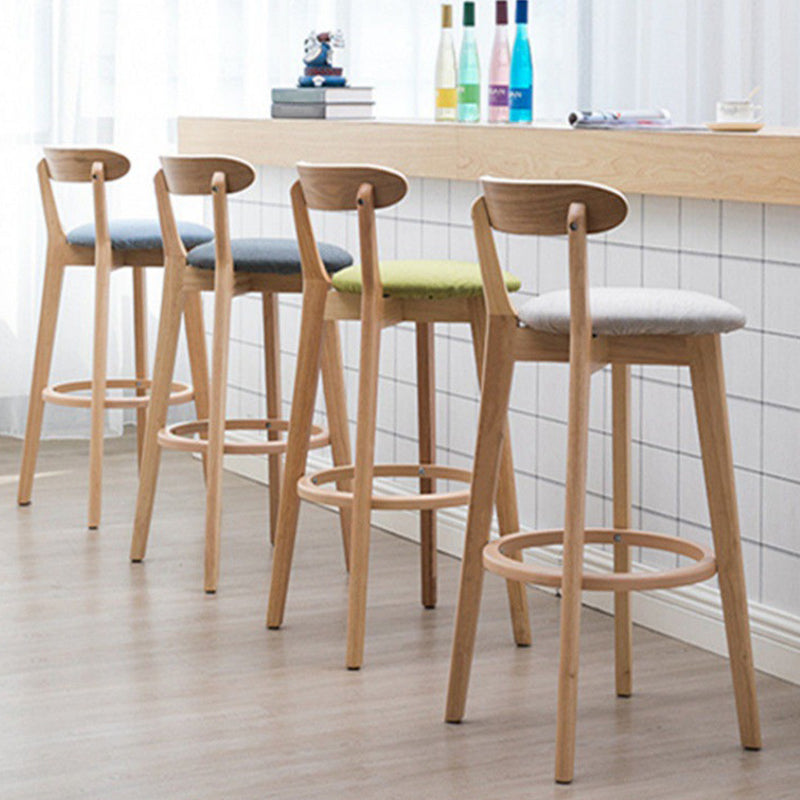 Industrial Backrest Counter Stool Rubber Wood Cafe Bar Stool with Cushion and Pedal Clearhalo 'Bar Furniture' 'Bar Stools' 'bar_stools' 'furn' 'furn_bar_stools' 'Furniture' 'Kitchen & Dining Furniture' 6853613