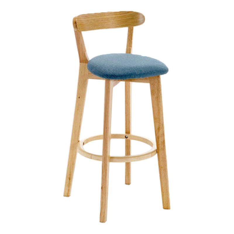 Industrial Backrest Counter Stool Rubber Wood Cafe Bar Stool with Cushion and Pedal Blue 1 Piece Clearhalo 'Bar Furniture' 'Bar Stools' 'bar_stools' 'furn' 'furn_bar_stools' 'Furniture' 'Kitchen & Dining Furniture' 6853616