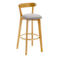 Industrial Backrest Counter Stool Rubber Wood Cafe Bar Stool with Cushion and Pedal Light Gray 1 Piece Clearhalo 'Bar Furniture' 'Bar Stools' 'bar_stools' 'furn' 'furn_bar_stools' 'Furniture' 'Kitchen & Dining Furniture' 6853618