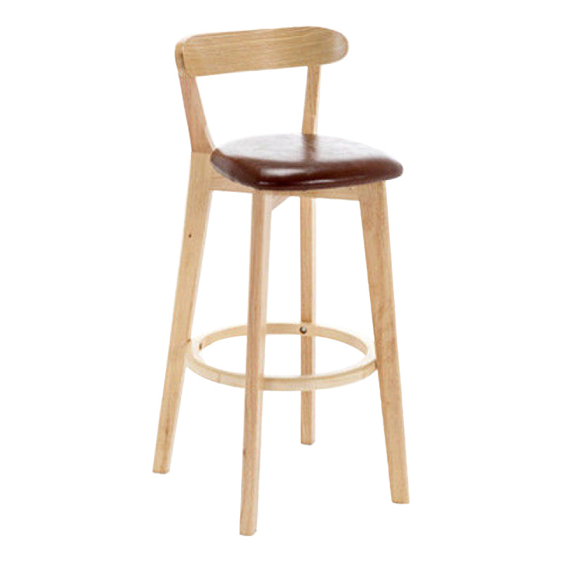 Industrial Backrest Counter Stool Rubber Wood Cafe Bar Stool with Cushion and Pedal Brown 1 Piece Clearhalo 'Bar Furniture' 'Bar Stools' 'bar_stools' 'furn' 'furn_bar_stools' 'Furniture' 'Kitchen & Dining Furniture' 6853624