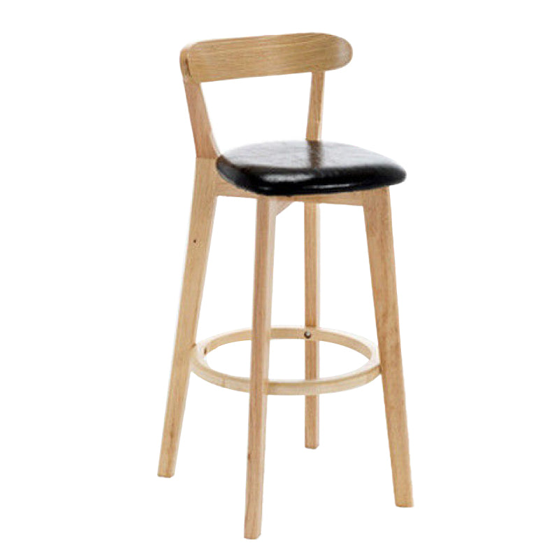 Industrial Backrest Counter Stool Rubber Wood Cafe Bar Stool with Cushion and Pedal Black 1 Piece Clearhalo 'Bar Furniture' 'Bar Stools' 'bar_stools' 'furn' 'furn_bar_stools' 'Furniture' 'Kitchen & Dining Furniture' 6853629