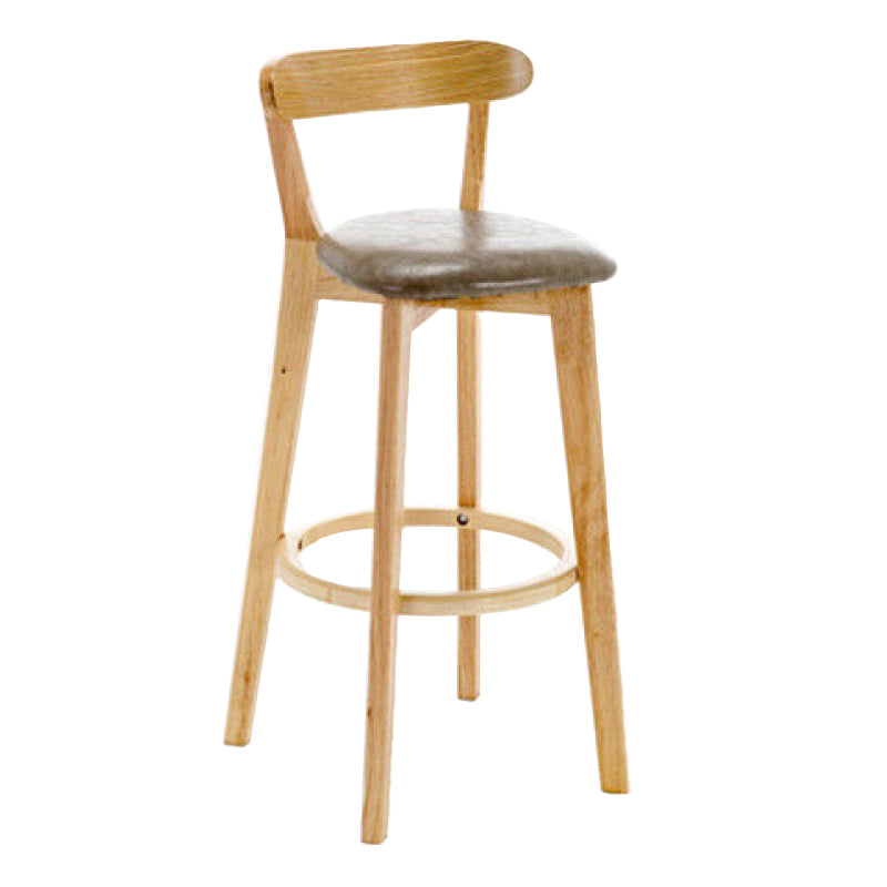 Industrial Backrest Counter Stool Rubber Wood Cafe Bar Stool with Cushion and Pedal Grey 1 Piece Clearhalo 'Bar Furniture' 'Bar Stools' 'bar_stools' 'furn' 'furn_bar_stools' 'Furniture' 'Kitchen & Dining Furniture' 6853630