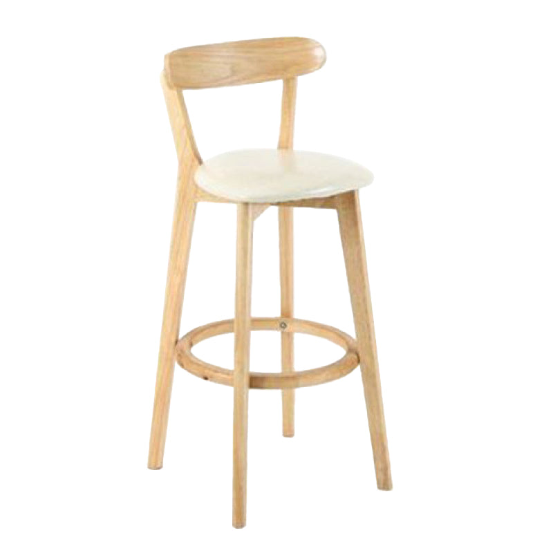 Industrial Backrest Counter Stool Rubber Wood Cafe Bar Stool with Cushion and Pedal Off-White 1 Piece Clearhalo 'Bar Furniture' 'Bar Stools' 'bar_stools' 'furn' 'furn_bar_stools' 'Furniture' 'Kitchen & Dining Furniture' 6853633