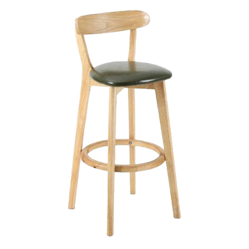 Industrial Backrest Counter Stool Rubber Wood Cafe Bar Stool with Cushion and Pedal Army Green 1 Piece Clearhalo 'Bar Furniture' 'Bar Stools' 'bar_stools' 'furn' 'furn_bar_stools' 'Furniture' 'Kitchen & Dining Furniture' 6853634