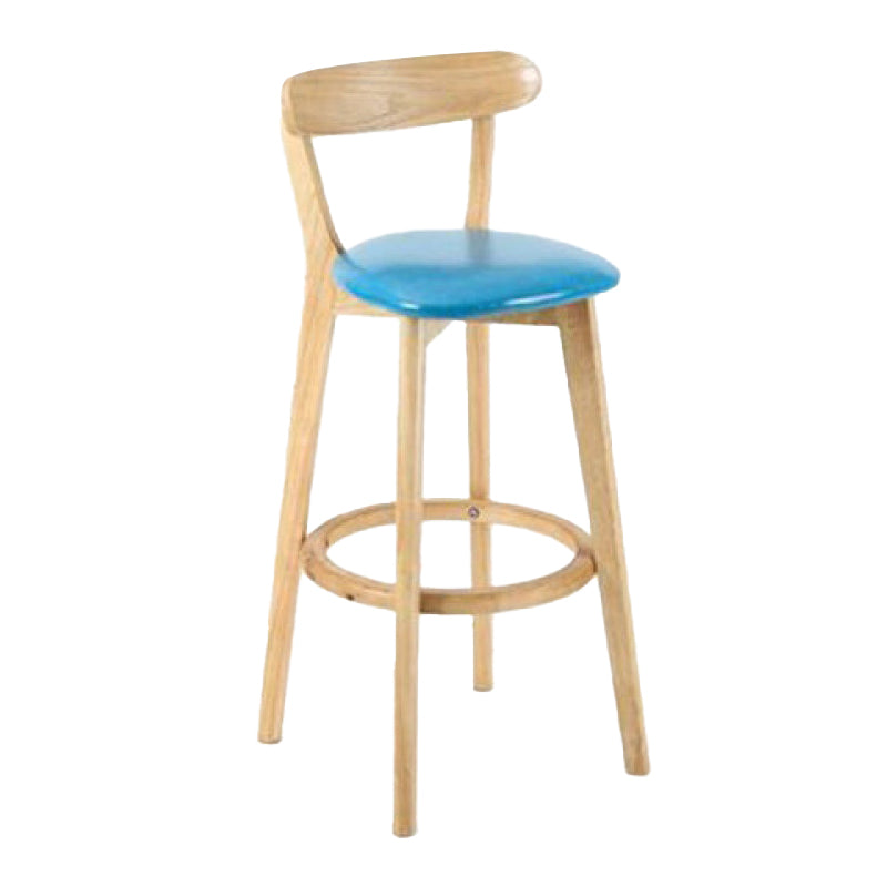 Industrial Backrest Counter Stool Rubber Wood Cafe Bar Stool with Cushion and Pedal Sky Blue 1 Piece Clearhalo 'Bar Furniture' 'Bar Stools' 'bar_stools' 'furn' 'furn_bar_stools' 'Furniture' 'Kitchen & Dining Furniture' 6853635