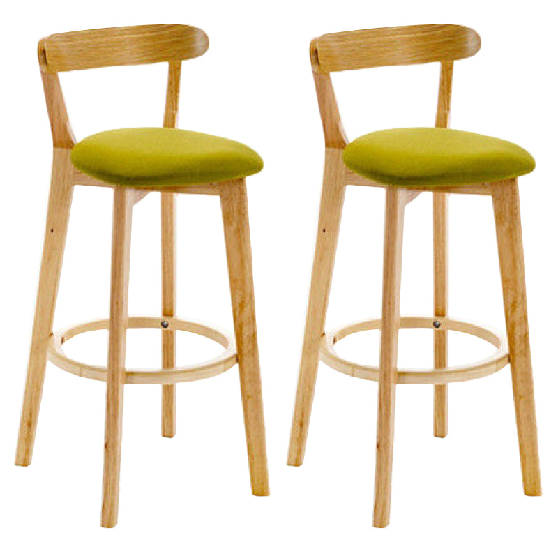 Industrial Backrest Counter Stool Rubber Wood Cafe Bar Stool with Cushion and Pedal Light Green 2 Piece Set Clearhalo 'Bar Furniture' 'Bar Stools' 'bar_stools' 'furn' 'furn_bar_stools' 'Furniture' 'Kitchen & Dining Furniture' 6853637