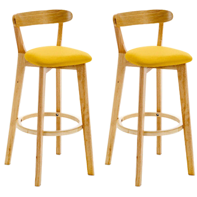 Industrial Backrest Counter Stool Rubber Wood Cafe Bar Stool with Cushion and Pedal Yellow 2 Piece Set Clearhalo 'Bar Furniture' 'Bar Stools' 'bar_stools' 'furn' 'furn_bar_stools' 'Furniture' 'Kitchen & Dining Furniture' 6853638