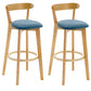 Industrial Backrest Counter Stool Rubber Wood Cafe Bar Stool with Cushion and Pedal Blue 2 Piece Set Clearhalo 'Bar Furniture' 'Bar Stools' 'bar_stools' 'furn' 'furn_bar_stools' 'Furniture' 'Kitchen & Dining Furniture' 6853640