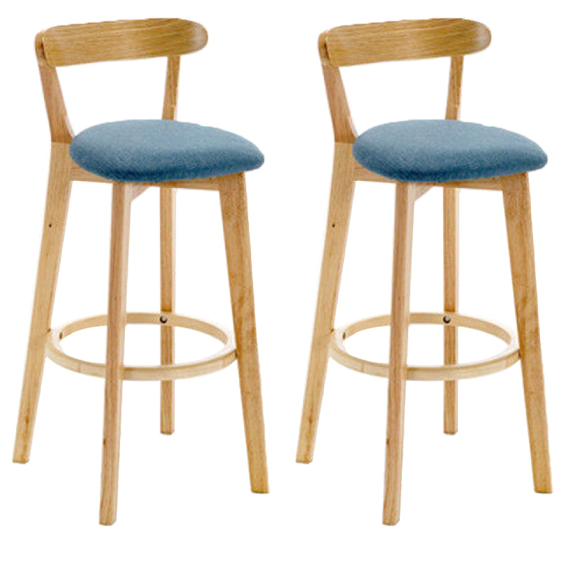 Industrial Backrest Counter Stool Rubber Wood Cafe Bar Stool with Cushion and Pedal Blue 2 Piece Set Clearhalo 'Bar Furniture' 'Bar Stools' 'bar_stools' 'furn' 'furn_bar_stools' 'Furniture' 'Kitchen & Dining Furniture' 6853640