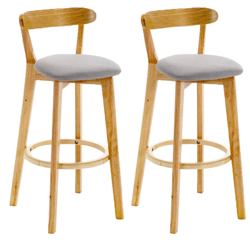 Industrial Backrest Counter Stool Rubber Wood Cafe Bar Stool with Cushion and Pedal Light Gray 2 Piece Set Clearhalo 'Bar Furniture' 'Bar Stools' 'bar_stools' 'furn' 'furn_bar_stools' 'Furniture' 'Kitchen & Dining Furniture' 6853641