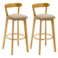 Industrial Backrest Counter Stool Rubber Wood Cafe Bar Stool with Cushion and Pedal Khaki 2 Piece Set Clearhalo 'Bar Furniture' 'Bar Stools' 'bar_stools' 'furn' 'furn_bar_stools' 'Furniture' 'Kitchen & Dining Furniture' 6853642