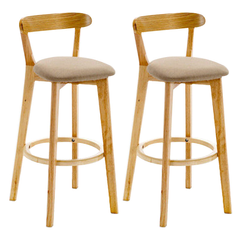 Industrial Backrest Counter Stool Rubber Wood Cafe Bar Stool with Cushion and Pedal Khaki 2 Piece Set Clearhalo 'Bar Furniture' 'Bar Stools' 'bar_stools' 'furn' 'furn_bar_stools' 'Furniture' 'Kitchen & Dining Furniture' 6853642