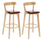 Industrial Backrest Counter Stool Rubber Wood Cafe Bar Stool with Cushion and Pedal Brown 2 Piece Set Clearhalo 'Bar Furniture' 'Bar Stools' 'bar_stools' 'furn' 'furn_bar_stools' 'Furniture' 'Kitchen & Dining Furniture' 6853644