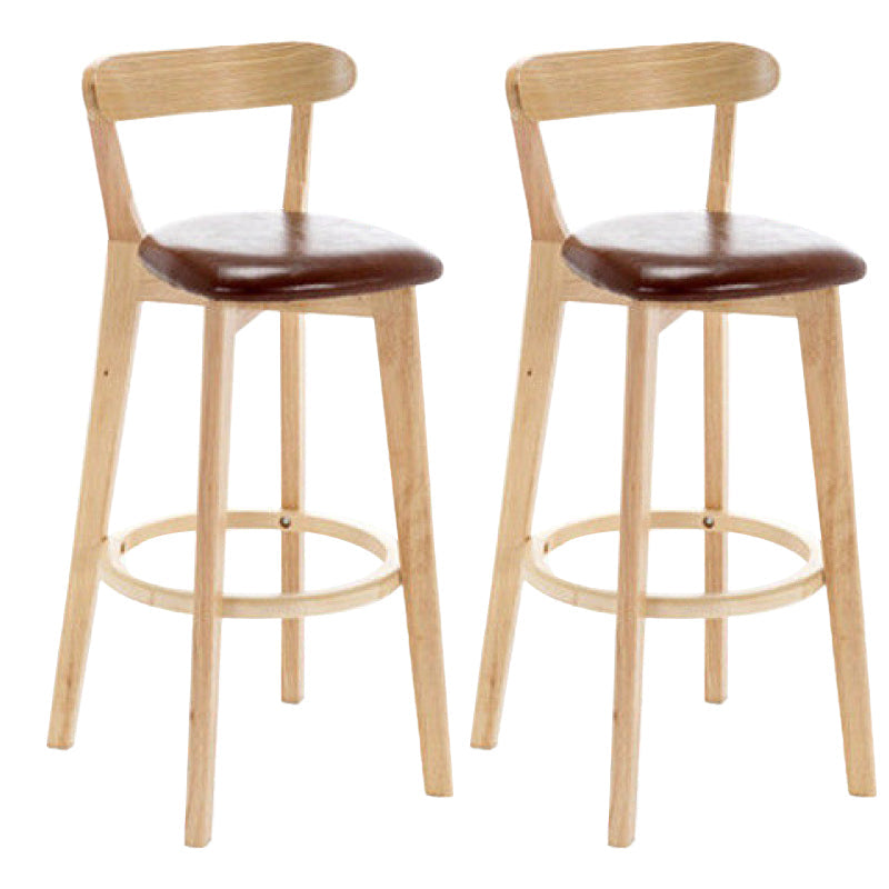 Industrial Backrest Counter Stool Rubber Wood Cafe Bar Stool with Cushion and Pedal Brown 2 Piece Set Clearhalo 'Bar Furniture' 'Bar Stools' 'bar_stools' 'furn' 'furn_bar_stools' 'Furniture' 'Kitchen & Dining Furniture' 6853644