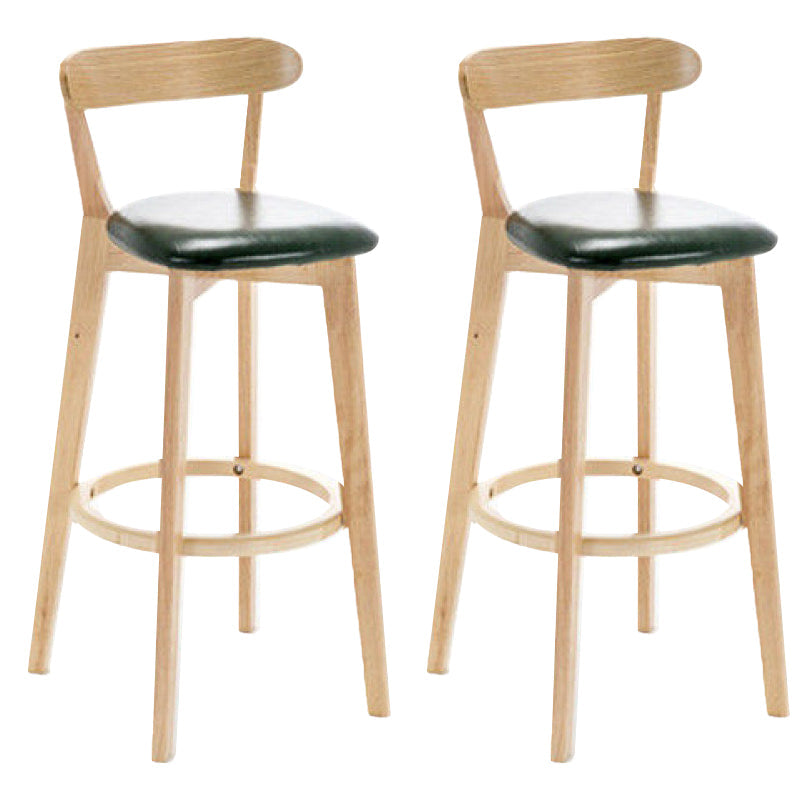 Industrial Backrest Counter Stool Rubber Wood Cafe Bar Stool with Cushion and Pedal Blackish Green 2 Piece Set Clearhalo 'Bar Furniture' 'Bar Stools' 'bar_stools' 'furn' 'furn_bar_stools' 'Furniture' 'Kitchen & Dining Furniture' 6853645