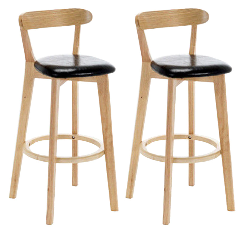 Industrial Backrest Counter Stool Rubber Wood Cafe Bar Stool with Cushion and Pedal Black 2 Piece Set Clearhalo 'Bar Furniture' 'Bar Stools' 'bar_stools' 'furn' 'furn_bar_stools' 'Furniture' 'Kitchen & Dining Furniture' 6853646