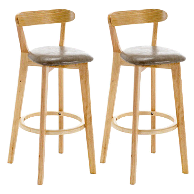 Industrial Backrest Counter Stool Rubber Wood Cafe Bar Stool with Cushion and Pedal Grey 2 Piece Set Clearhalo 'Bar Furniture' 'Bar Stools' 'bar_stools' 'furn' 'furn_bar_stools' 'Furniture' 'Kitchen & Dining Furniture' 6853647