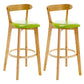 Industrial Backrest Counter Stool Rubber Wood Cafe Bar Stool with Cushion and Pedal Green 2 Piece Set Clearhalo 'Bar Furniture' 'Bar Stools' 'bar_stools' 'furn' 'furn_bar_stools' 'Furniture' 'Kitchen & Dining Furniture' 6853648