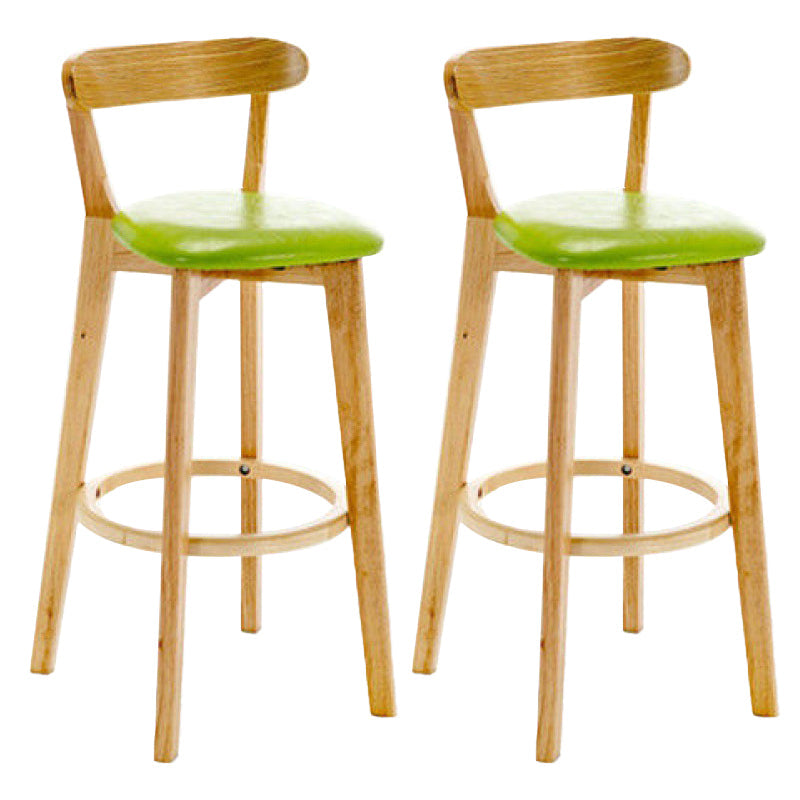 Industrial Backrest Counter Stool Rubber Wood Cafe Bar Stool with Cushion and Pedal Green 2 Piece Set Clearhalo 'Bar Furniture' 'Bar Stools' 'bar_stools' 'furn' 'furn_bar_stools' 'Furniture' 'Kitchen & Dining Furniture' 6853648