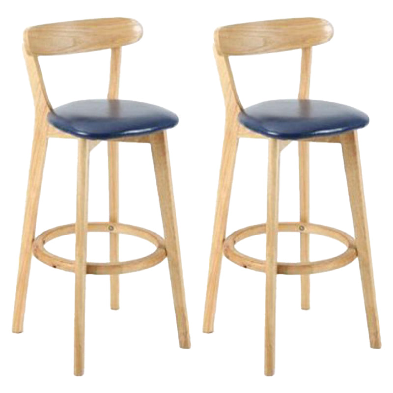 Industrial Backrest Counter Stool Rubber Wood Cafe Bar Stool with Cushion and Pedal Dark Blue 2 Piece Set Clearhalo 'Bar Furniture' 'Bar Stools' 'bar_stools' 'furn' 'furn_bar_stools' 'Furniture' 'Kitchen & Dining Furniture' 6853649