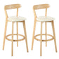 Industrial Backrest Counter Stool Rubber Wood Cafe Bar Stool with Cushion and Pedal Off-White 2 Piece Set Clearhalo 'Bar Furniture' 'Bar Stools' 'bar_stools' 'furn' 'furn_bar_stools' 'Furniture' 'Kitchen & Dining Furniture' 6853650