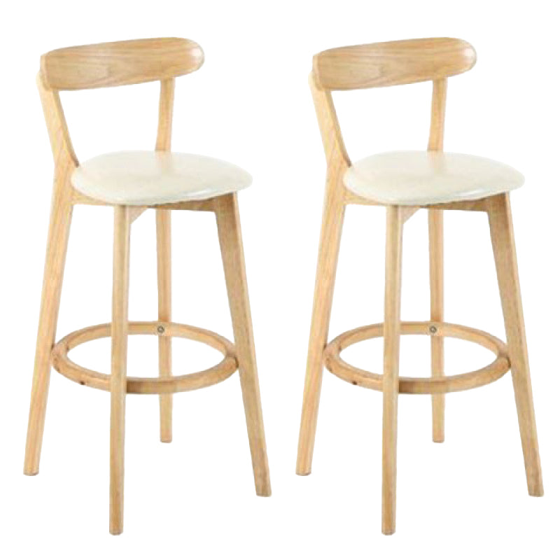 Industrial Backrest Counter Stool Rubber Wood Cafe Bar Stool with Cushion and Pedal Off-White 2 Piece Set Clearhalo 'Bar Furniture' 'Bar Stools' 'bar_stools' 'furn' 'furn_bar_stools' 'Furniture' 'Kitchen & Dining Furniture' 6853650