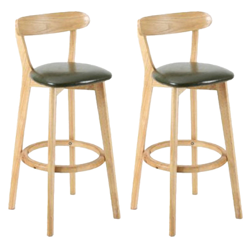 Industrial Backrest Counter Stool Rubber Wood Cafe Bar Stool with Cushion and Pedal Army Green 2 Piece Set Clearhalo 'Bar Furniture' 'Bar Stools' 'bar_stools' 'furn' 'furn_bar_stools' 'Furniture' 'Kitchen & Dining Furniture' 6853651