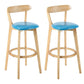 Industrial Backrest Counter Stool Rubber Wood Cafe Bar Stool with Cushion and Pedal Sky Blue 2 Piece Set Clearhalo 'Bar Furniture' 'Bar Stools' 'bar_stools' 'furn' 'furn_bar_stools' 'Furniture' 'Kitchen & Dining Furniture' 6853652