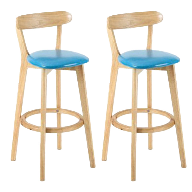 Industrial Backrest Counter Stool Rubber Wood Cafe Bar Stool with Cushion and Pedal Sky Blue 2 Piece Set Clearhalo 'Bar Furniture' 'Bar Stools' 'bar_stools' 'furn' 'furn_bar_stools' 'Furniture' 'Kitchen & Dining Furniture' 6853652