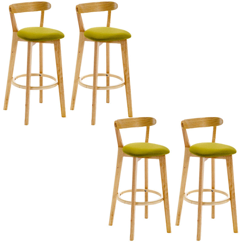 Industrial Backrest Counter Stool Rubber Wood Cafe Bar Stool with Cushion and Pedal Light Green 4 Piece Set Clearhalo 'Bar Furniture' 'Bar Stools' 'bar_stools' 'furn' 'furn_bar_stools' 'Furniture' 'Kitchen & Dining Furniture' 6853654