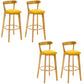 Industrial Backrest Counter Stool Rubber Wood Cafe Bar Stool with Cushion and Pedal Yellow 4 Piece Set Clearhalo 'Bar Furniture' 'Bar Stools' 'bar_stools' 'furn' 'furn_bar_stools' 'Furniture' 'Kitchen & Dining Furniture' 6853655