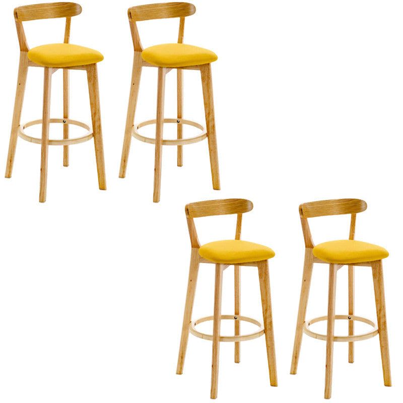 Industrial Backrest Counter Stool Rubber Wood Cafe Bar Stool with Cushion and Pedal Yellow 4 Piece Set Clearhalo 'Bar Furniture' 'Bar Stools' 'bar_stools' 'furn' 'furn_bar_stools' 'Furniture' 'Kitchen & Dining Furniture' 6853655