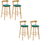 Industrial Backrest Counter Stool Rubber Wood Cafe Bar Stool with Cushion and Pedal Mint Green 4 Piece Set Clearhalo 'Bar Furniture' 'Bar Stools' 'bar_stools' 'furn' 'furn_bar_stools' 'Furniture' 'Kitchen & Dining Furniture' 6853656