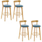 Industrial Backrest Counter Stool Rubber Wood Cafe Bar Stool with Cushion and Pedal Blue 4 Piece Set Clearhalo 'Bar Furniture' 'Bar Stools' 'bar_stools' 'furn' 'furn_bar_stools' 'Furniture' 'Kitchen & Dining Furniture' 6853657