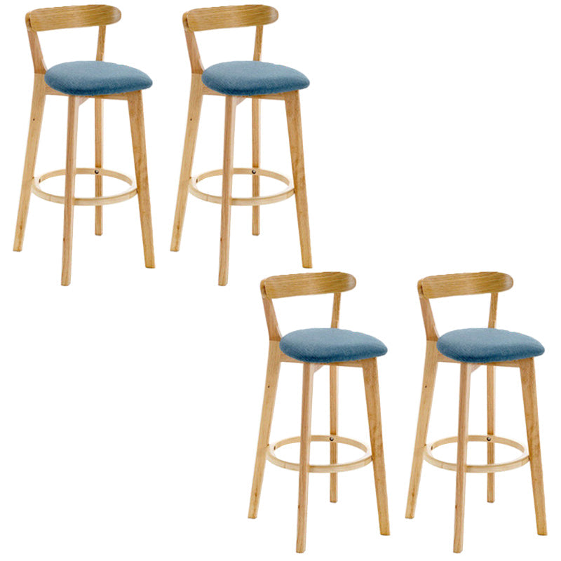 Industrial Backrest Counter Stool Rubber Wood Cafe Bar Stool with Cushion and Pedal Blue 4 Piece Set Clearhalo 'Bar Furniture' 'Bar Stools' 'bar_stools' 'furn' 'furn_bar_stools' 'Furniture' 'Kitchen & Dining Furniture' 6853657