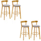 Industrial Backrest Counter Stool Rubber Wood Cafe Bar Stool with Cushion and Pedal Light Gray 4 Piece Set Clearhalo 'Bar Furniture' 'Bar Stools' 'bar_stools' 'furn' 'furn_bar_stools' 'Furniture' 'Kitchen & Dining Furniture' 6853658