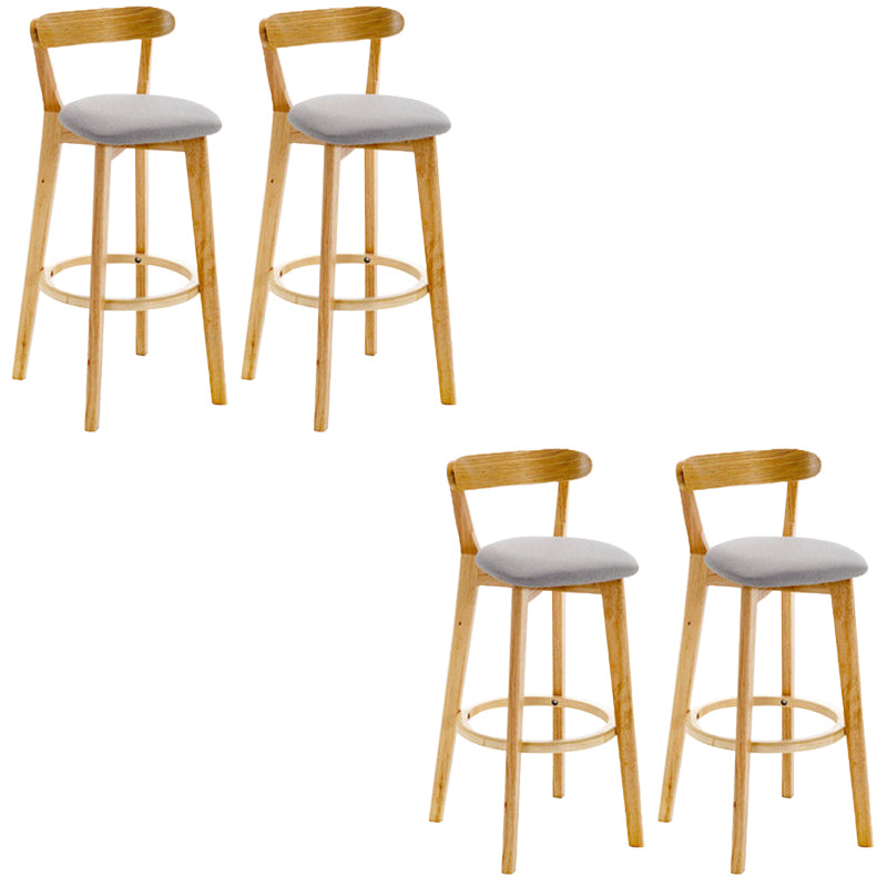 Industrial Backrest Counter Stool Rubber Wood Cafe Bar Stool with Cushion and Pedal Light Gray 4 Piece Set Clearhalo 'Bar Furniture' 'Bar Stools' 'bar_stools' 'furn' 'furn_bar_stools' 'Furniture' 'Kitchen & Dining Furniture' 6853658