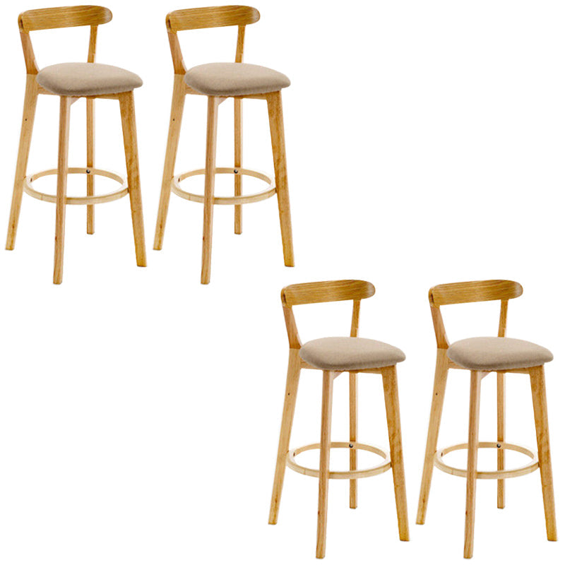 Industrial Backrest Counter Stool Rubber Wood Cafe Bar Stool with Cushion and Pedal Khaki 4 Piece Set Clearhalo 'Bar Furniture' 'Bar Stools' 'bar_stools' 'furn' 'furn_bar_stools' 'Furniture' 'Kitchen & Dining Furniture' 6853659