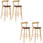 Industrial Backrest Counter Stool Rubber Wood Cafe Bar Stool with Cushion and Pedal Brown 4 Piece Set Clearhalo 'Bar Furniture' 'Bar Stools' 'bar_stools' 'furn' 'furn_bar_stools' 'Furniture' 'Kitchen & Dining Furniture' 6853661