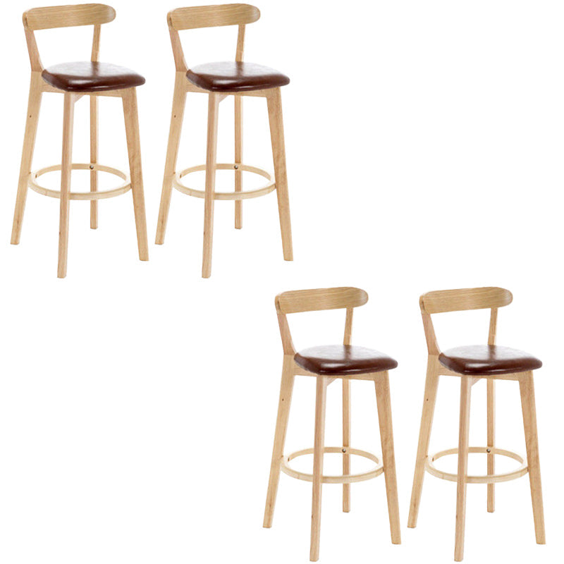 Industrial Backrest Counter Stool Rubber Wood Cafe Bar Stool with Cushion and Pedal Brown 4 Piece Set Clearhalo 'Bar Furniture' 'Bar Stools' 'bar_stools' 'furn' 'furn_bar_stools' 'Furniture' 'Kitchen & Dining Furniture' 6853661
